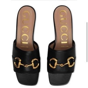 New Gucci Black Horsebit 37 Slide Sandals Size: US 7 Reg